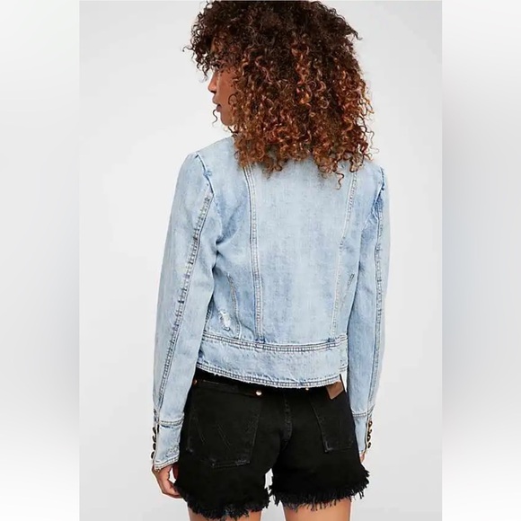 NWOT Free  People Ferry  Double Breasted Distressed  Denim Jacket - Picture 16 of 16